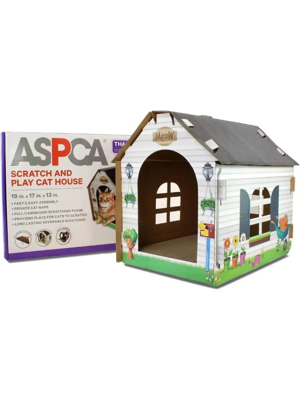 Cozy Cat House Hideaway Playhouse with Scratching Pad - 19
